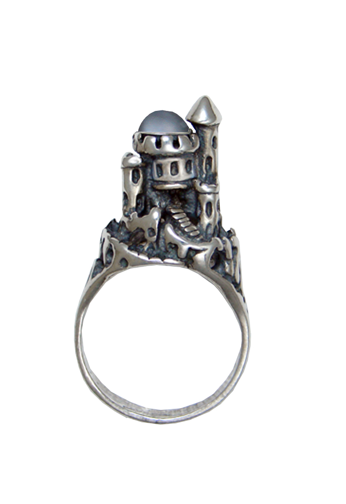 Sterling Silver Castle of Dreams Ring With Grey Moonstone Size 10